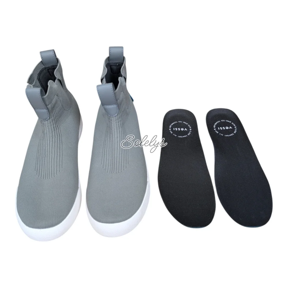 Vessi Weekend Chelsea Concrete Grey White Waterproof Dyma-Tex Knit Boot Womens 9